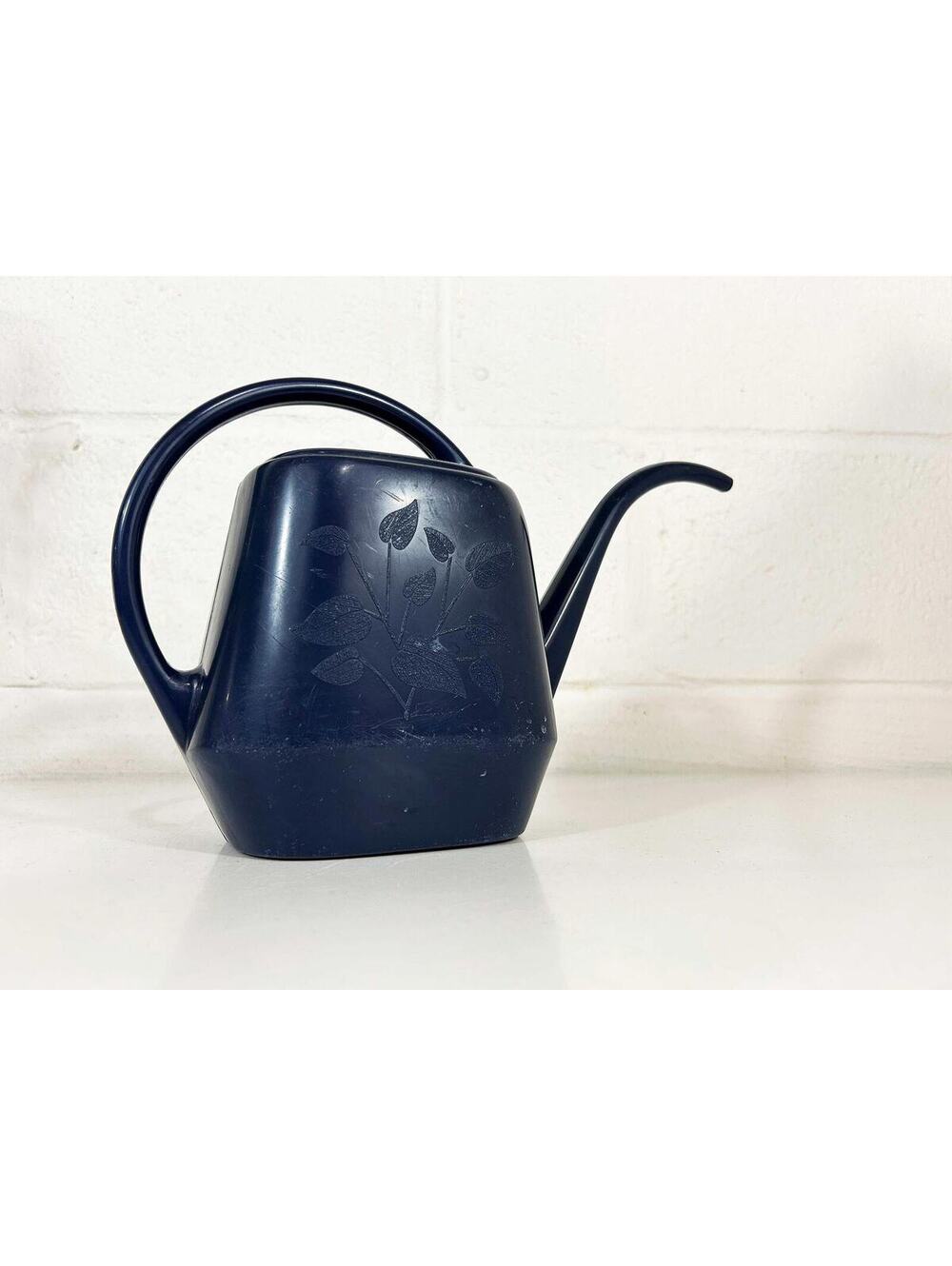 Navy Blue Plastic Watering Can Colorful Home Decor Garden Plants 1980s 1990s